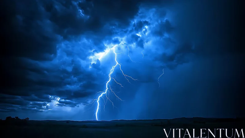 Midnight lightning rips open a storm-shrouded rural horizon