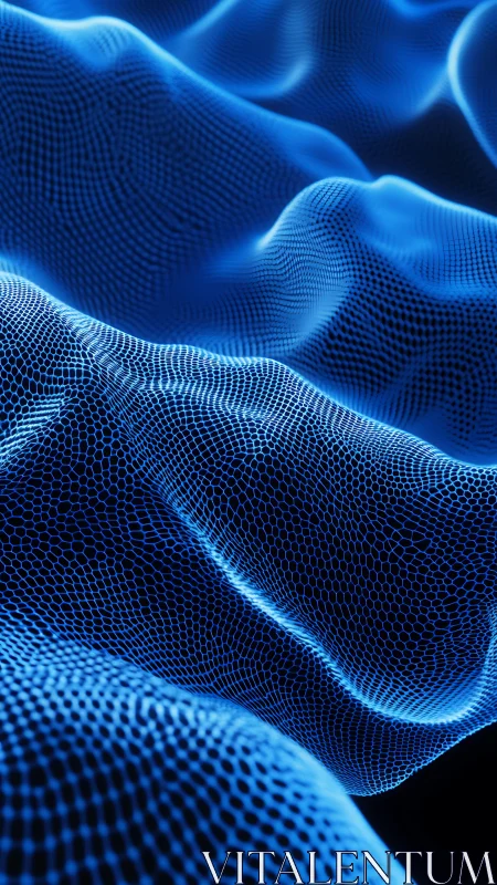 Parametric blue hexagonal mesh waves in volumetric lighting