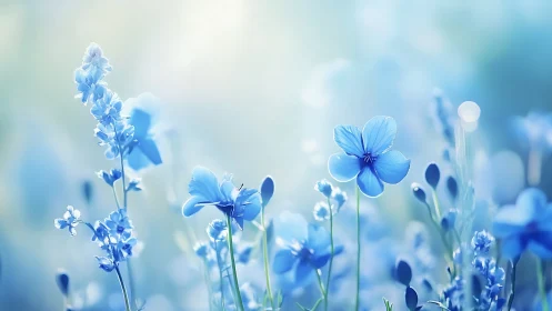 Blue flowers in shallow focus with selective depth of field technique.