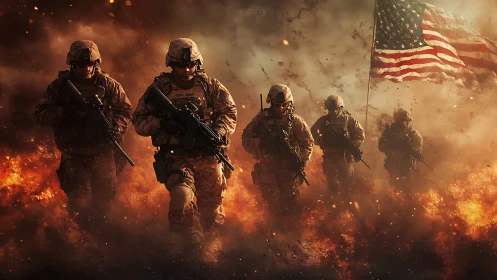 Soldiers in Service: American Heroes Stand Strong Through Fire.