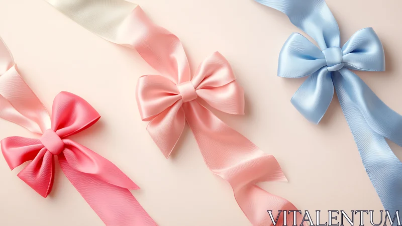 Ribbon Reverie: Pastel Bows Dance Across Cream Canvas.