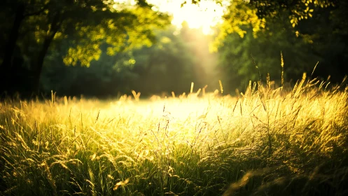 Sunlit meadow leans into morning, drinking rivers of gold