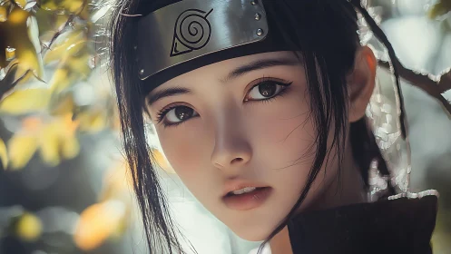Leaf village kunoichi gazes ahead with calm resolve.