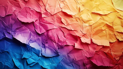 Colorful crumpled paper texture in bold gradient tones.