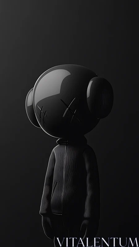 Midnight vinyl misfit in a hush of matte-black quietude.