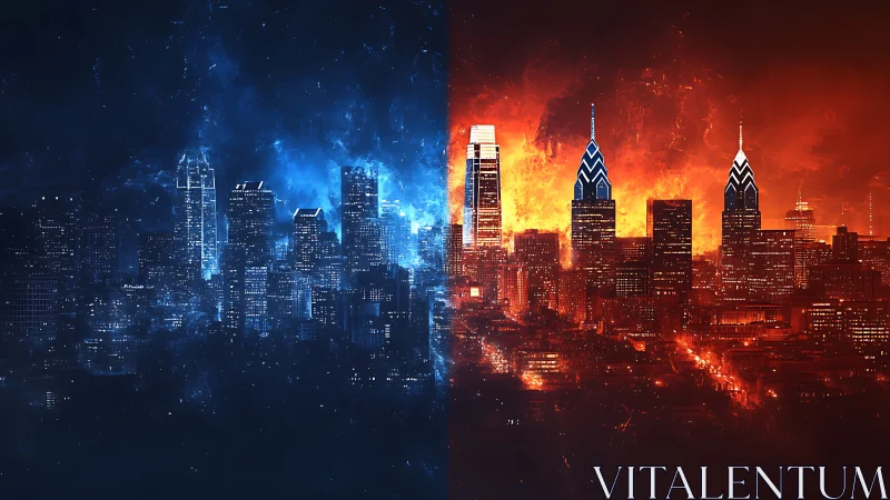 City of ember and frost split by an electric twilight veil.