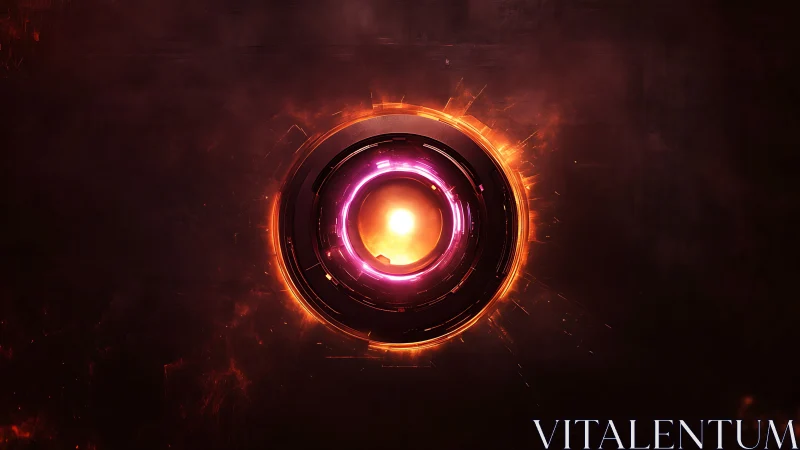 Cybernetic energy core with glowing concentric rings.