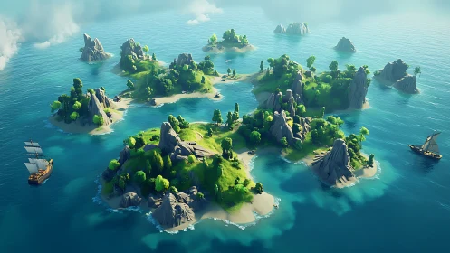 Enchanted Islands Dot Turquoise Waters in Fantasy Paradise