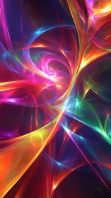 Fractal light vortex with dynamic neon spectral ribbons.