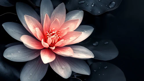 Red Lotus on Dark Water: Translucent Petals.