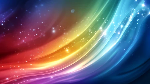 Multicolor light waves with diagonal luminous particle streaks.