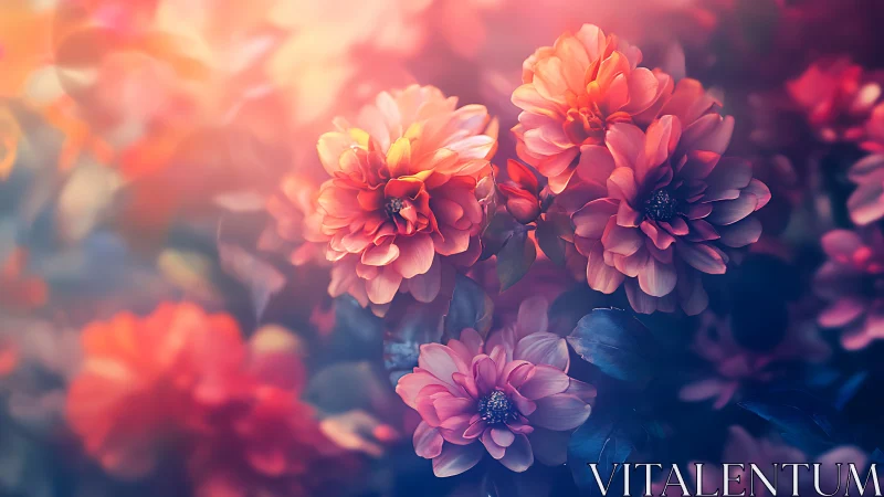 Luminous Dahlias in Golden Hour Bokeh.