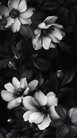 Monochrome Blossoms in Shadow: Nature's Luminous Choreography.