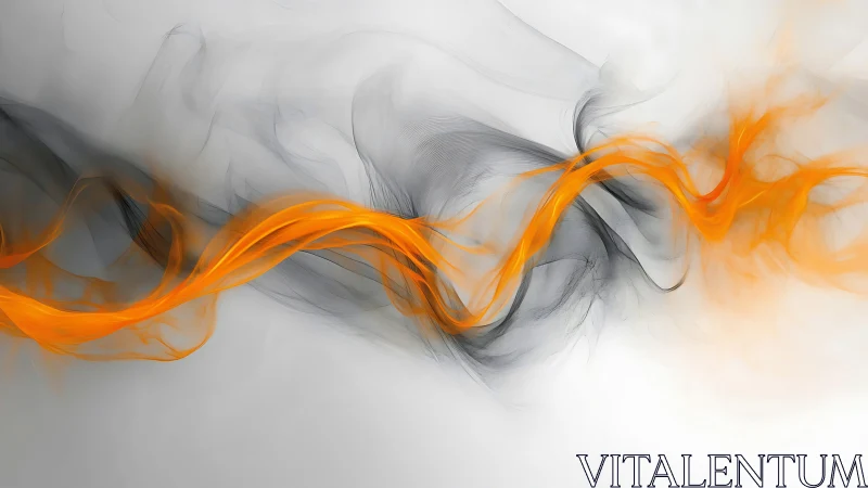 Orange and gray flowing ribbons intersect on white ground
