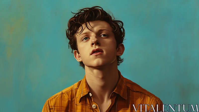 Digital portrait of pensive young man under soft frontal lighting