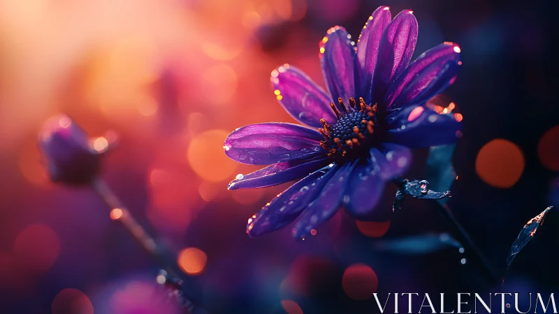 Macro botanical study exhibiting depth-of-field isolation with chromatic ambient bokeh