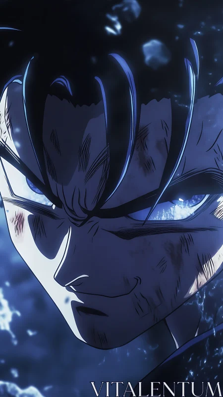 Storm-lit warrior gaze burning through shattered twilight.