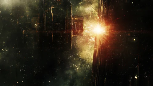 Stellar explosion illuminates fragmented megastructures in deep space