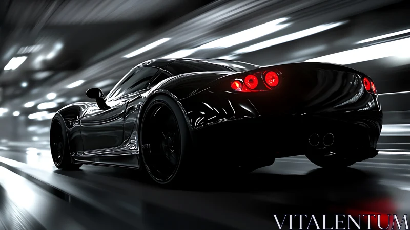 High-gloss supercar rendering with tunnel motion blur focus.