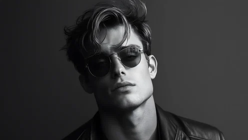 Brooding portrait captures cool confidence in sleek sunglasses