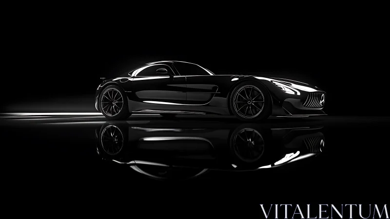 Midnight supercar prowls in sculpted chrome and shadowed light.