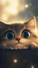 Adorable Kitten with Glowing Eyes and Golden Hour Magic.