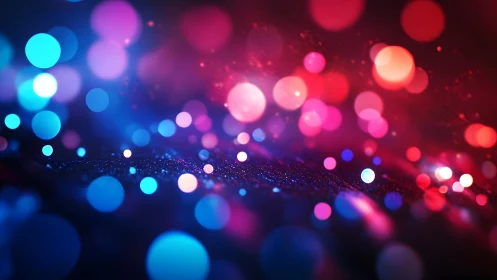 Vibrant Abstract Bokeh Lights in Blue and Pink Tones, Digital Art.