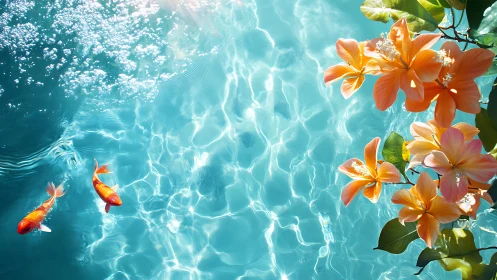 Koi Dreams Swimming Through Coral Blooms.