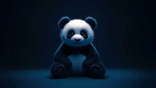 Digital painting of stylized baby panda in cinematic lighting.