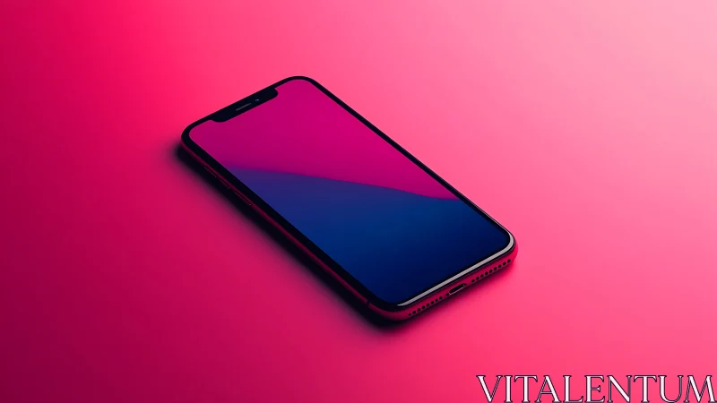 Smartphone with gradient display on pink surface