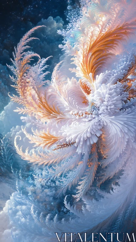 Celestial frost blooms swirl gently through a dreamy sky