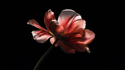 Crimson Petals Unfurling Against Darkness.