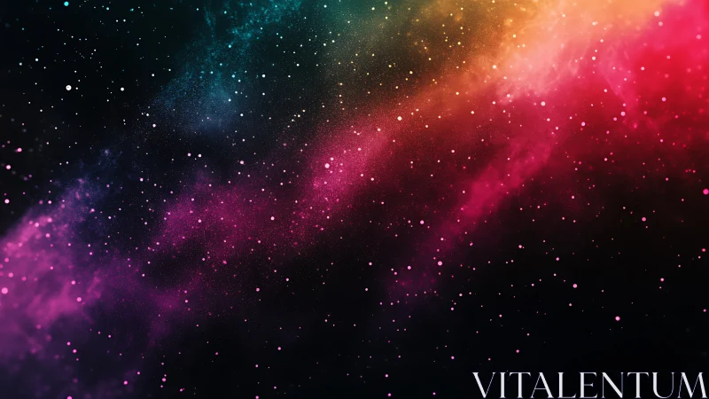 Radiant galactic nebula streaks across star-filled void.