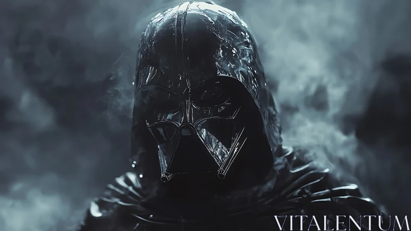 Midnight warlord in obsidian armor emerging from smoke.