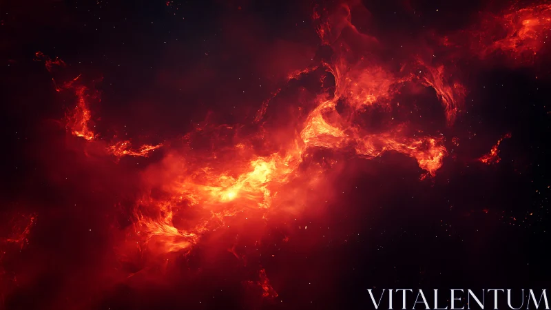 Digital painting of stellar inferno nebula with dynamic flow.