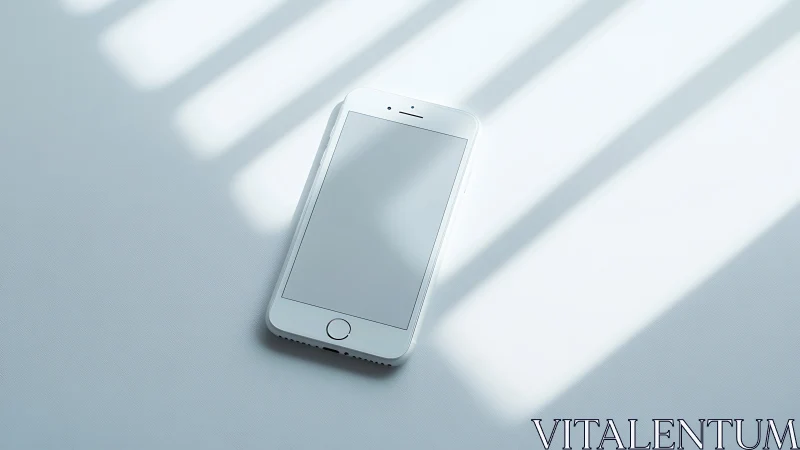 White iPhone Bathed in Sunlight Rays.