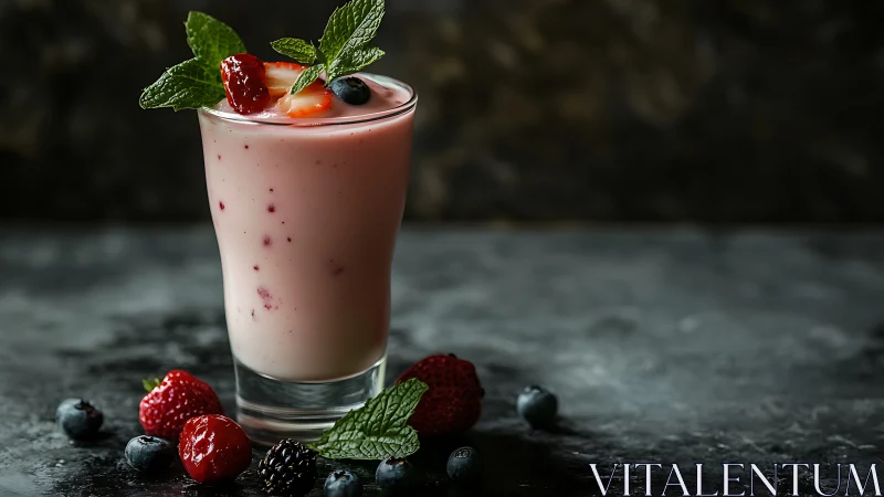 Berry-Infused Ombré Beverage with Fresh Mint Garnish.