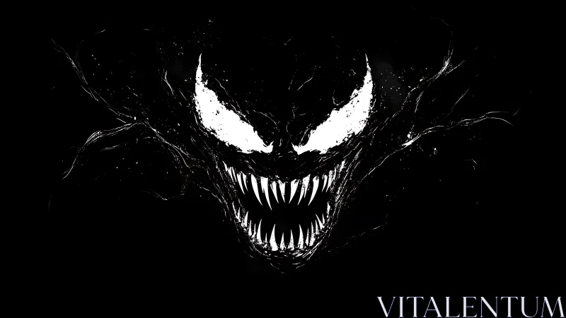 Nightmare grin emerges sharply from the swirling darkness