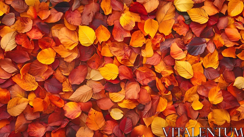 High saturation macro field of layered autumn foliage leaves