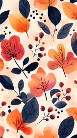 Digital botanical leaf pattern in warm autumnal palette.
