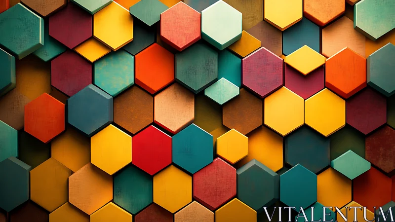 Multicolor extruded hexagonal wall grid with directional lighting