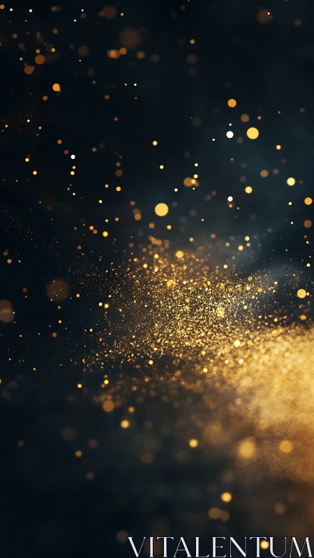 Midnight stardust swirls in a storm of molten gold light.