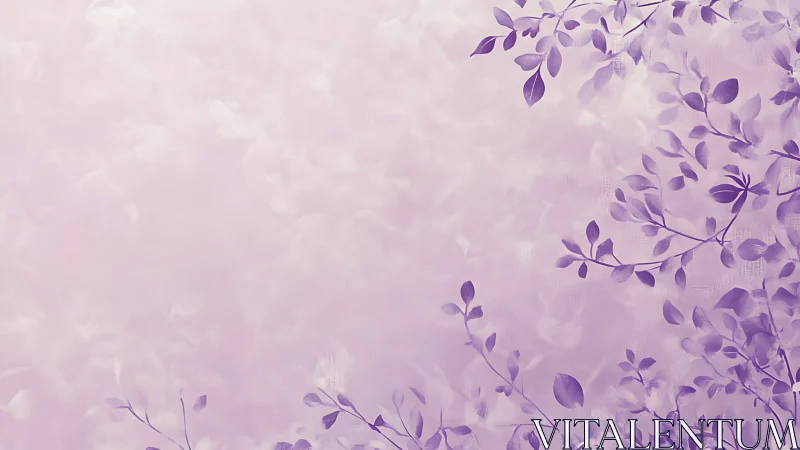 Lavender branches drift softly across a dreamy pastel haze