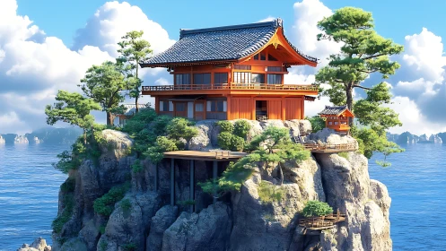 Clifftop Sanctuary: A Japanese Temple Among the Clouds