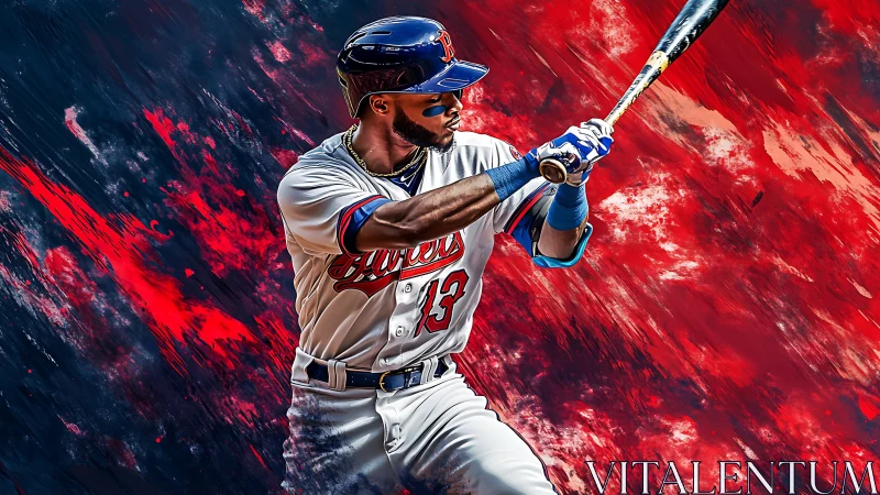 Swinging into the storm: bold baseball power in motion.