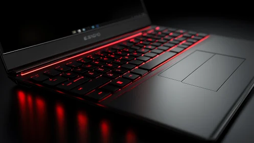 Keyboard embers glow as a stealthy gaming laptop awakens