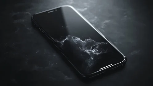 Midnight smartphone cradling a swirling digital nebula.