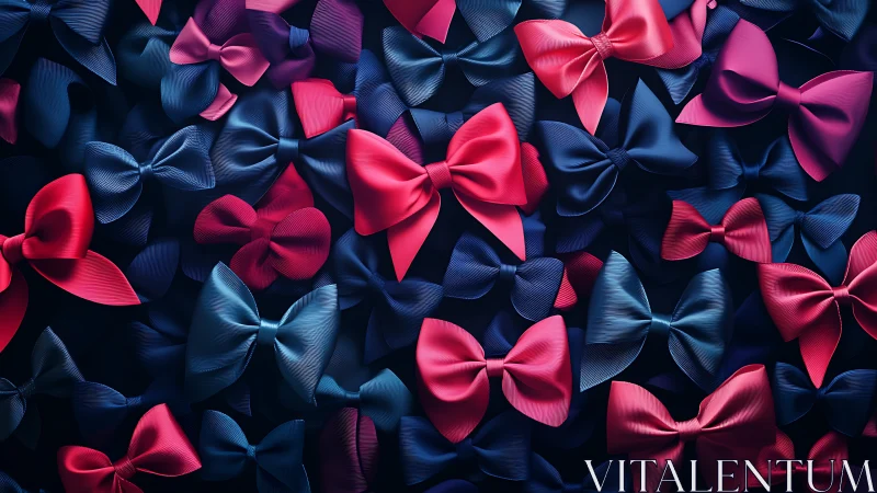 Chromatic Ribbon Composition: Neon Pink and Navy Bow Study.