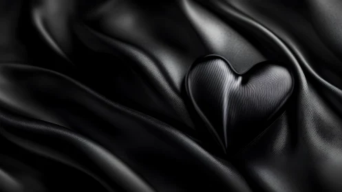 Monochrome Heart Nestled in Silk Dreams.