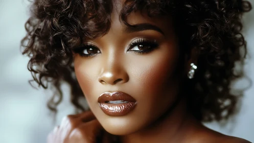 Radiant curls and glossy glow in an intimate close-up portrait.